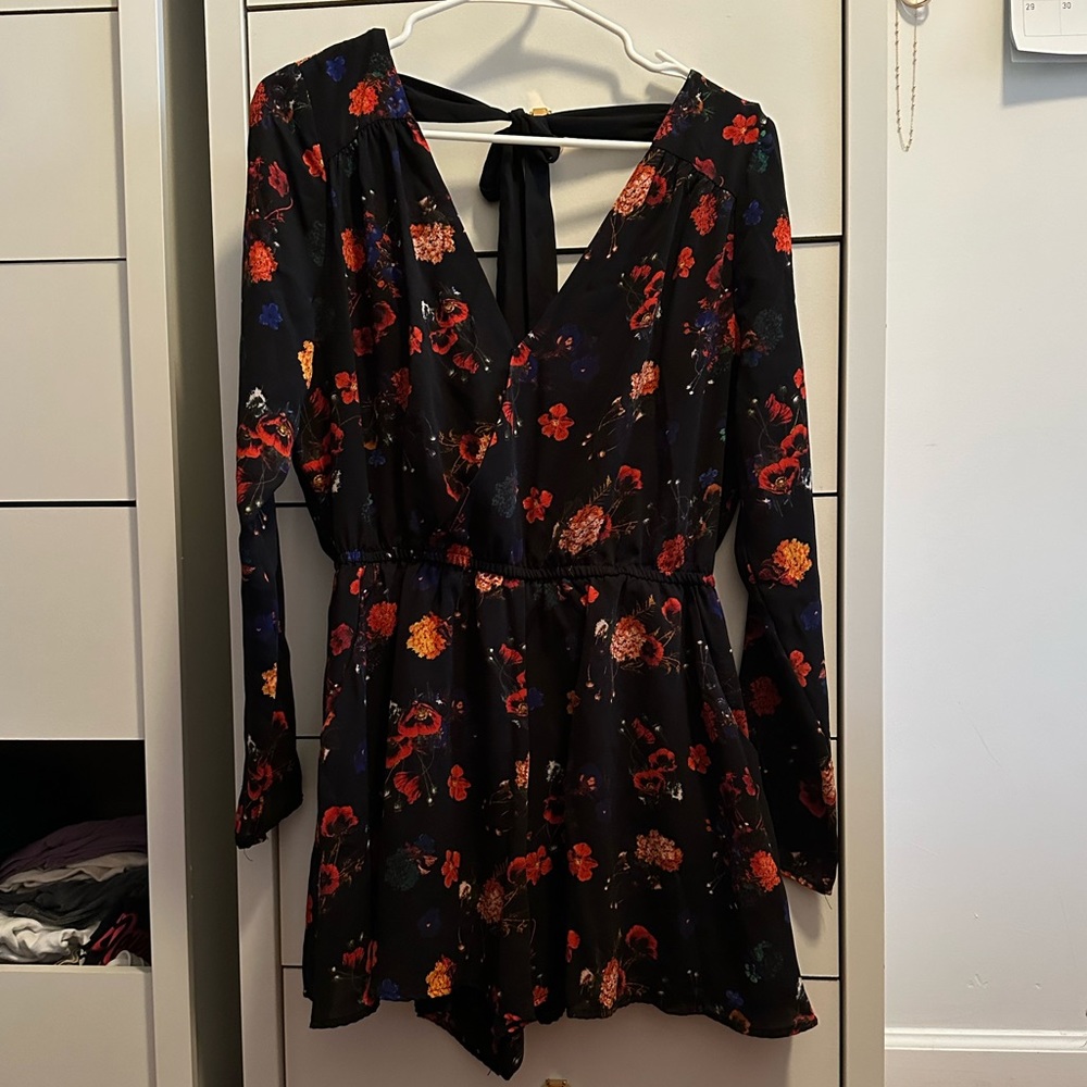 Black floral romper